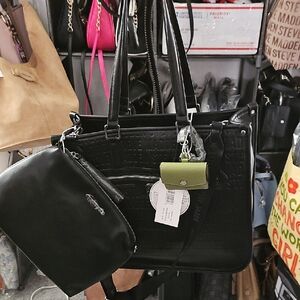 Steve Madden Black Tote with Matching Pouch